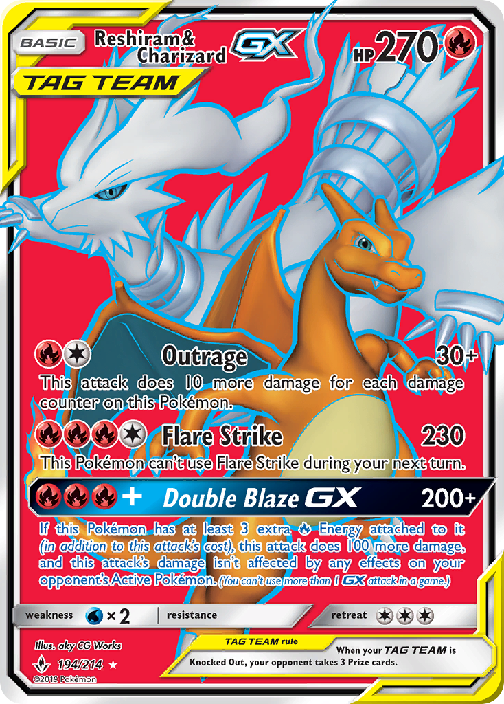 Reshiram & Charizard GX (194/214) [Sun & Moon: Unbroken Bonds] | Jomio and Rueliete's Cards and Comics