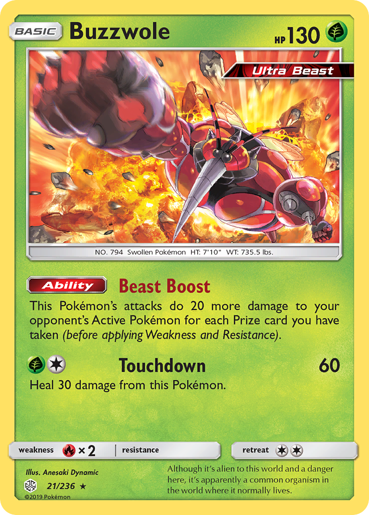 Buzzwole (21/236) [Sun & Moon: Cosmic Eclipse] | Jomio and Rueliete's Cards and Comics