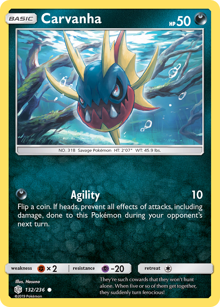 Carvanha (132/236) [Sun & Moon: Cosmic Eclipse] | Jomio and Rueliete's Cards and Comics