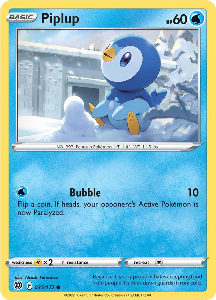 Piplup (035/172) [Sword & Shield: Brilliant Stars] | Jomio and Rueliete's Cards and Comics