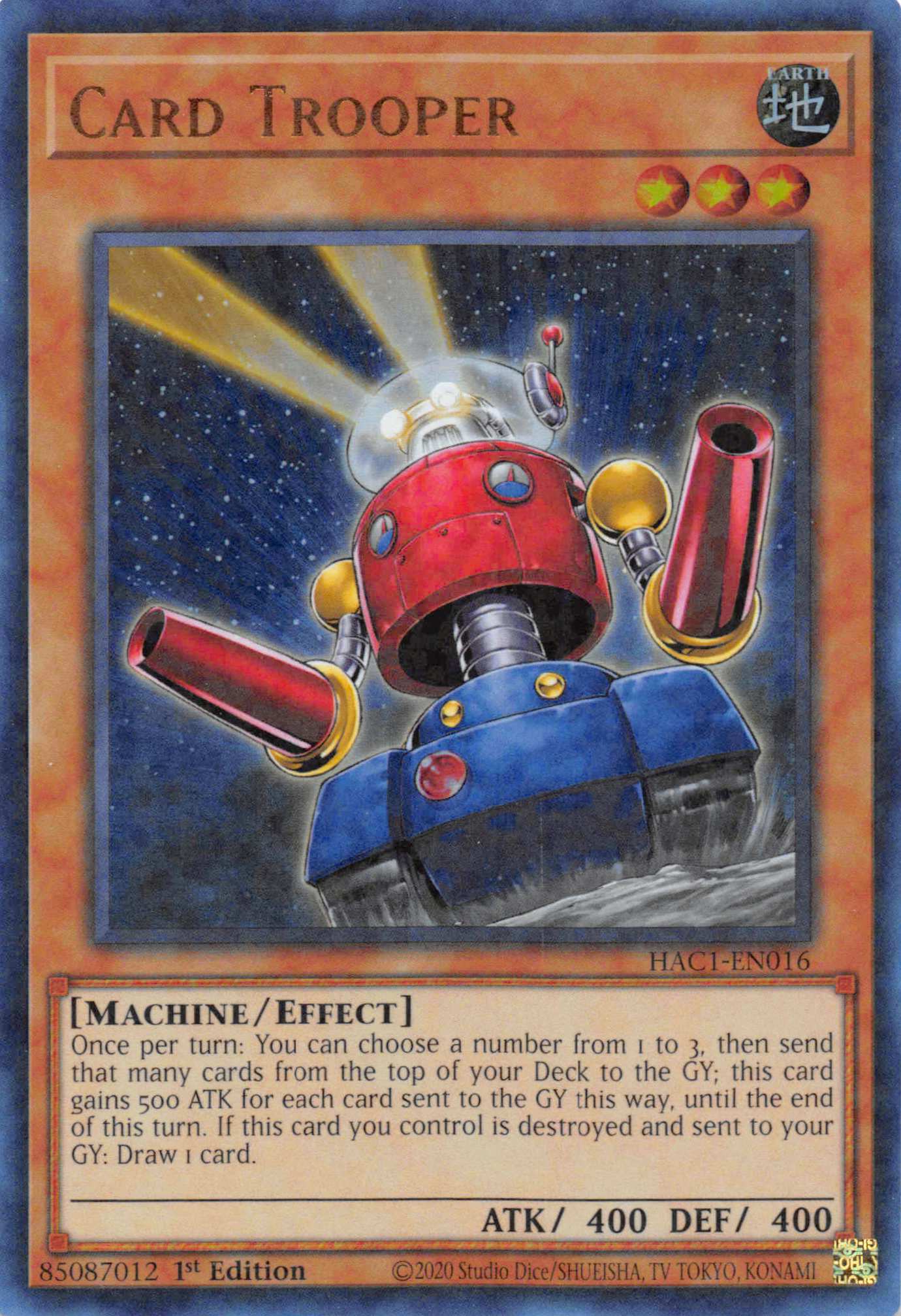 Card Trooper (Duel Terminal) [HAC1-EN016] Parallel Rare | Jomio and Rueliete's Cards and Comics