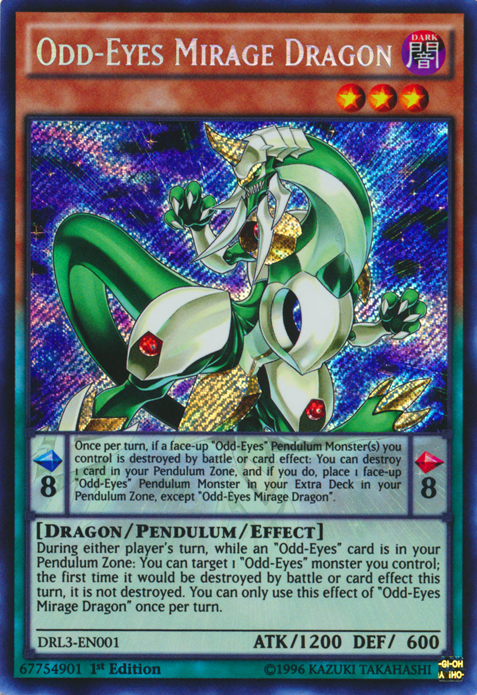 Odd-Eyes Mirage Dragon [DRL3-EN001] Secret Rare | Jomio and Rueliete's Cards and Comics
