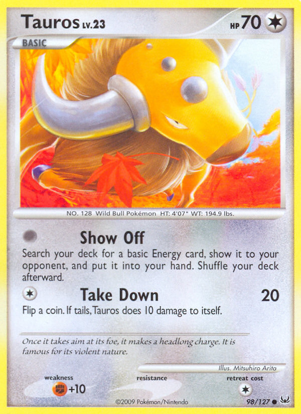 Tauros (98/127) [Platinum: Base Set] | Jomio and Rueliete's Cards and Comics