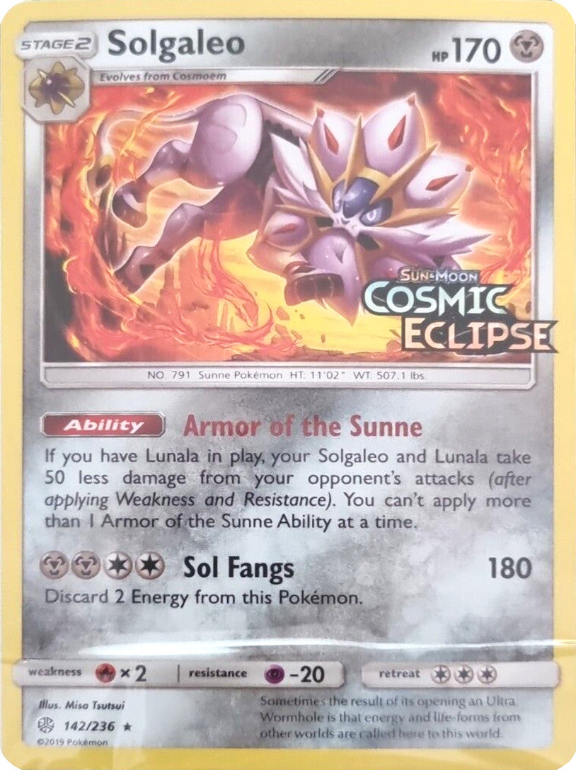 Solgaleo (142/236) (Cosmic Eclipse Stamped) [Sun & Moon: Cosmic Eclipse] | Jomio and Rueliete's Cards and Comics