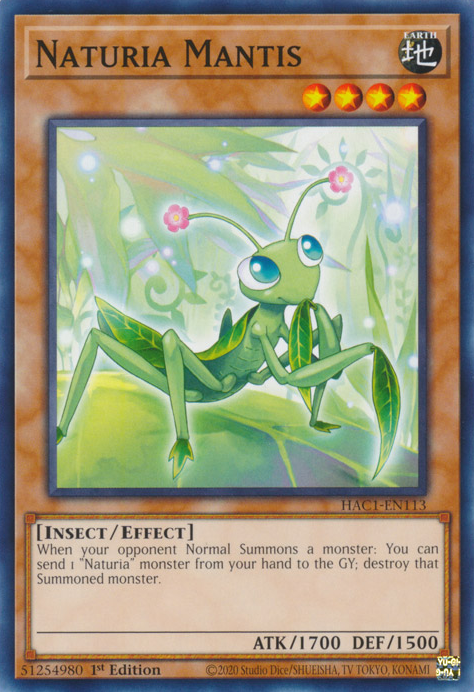 Naturia Mantis [HAC1-EN113] Common | Jomio and Rueliete's Cards and Comics