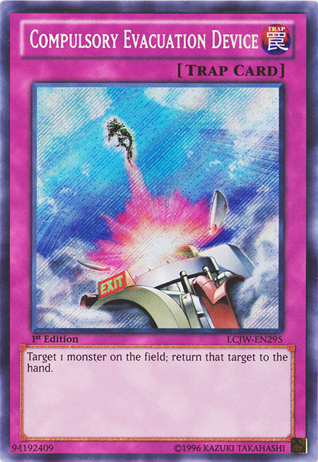 Compulsory Evacuation Device [LCJW-EN295] Secret Rare | Jomio and Rueliete's Cards and Comics
