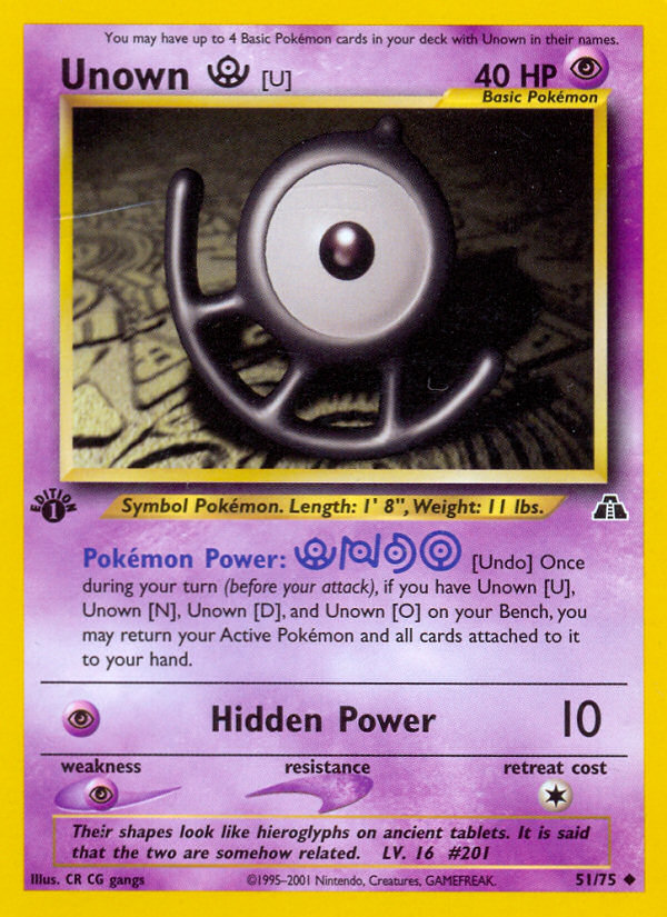 Unown [U] (51/75) [Neo Discovery 1st Edition] | Jomio and Rueliete's Cards and Comics