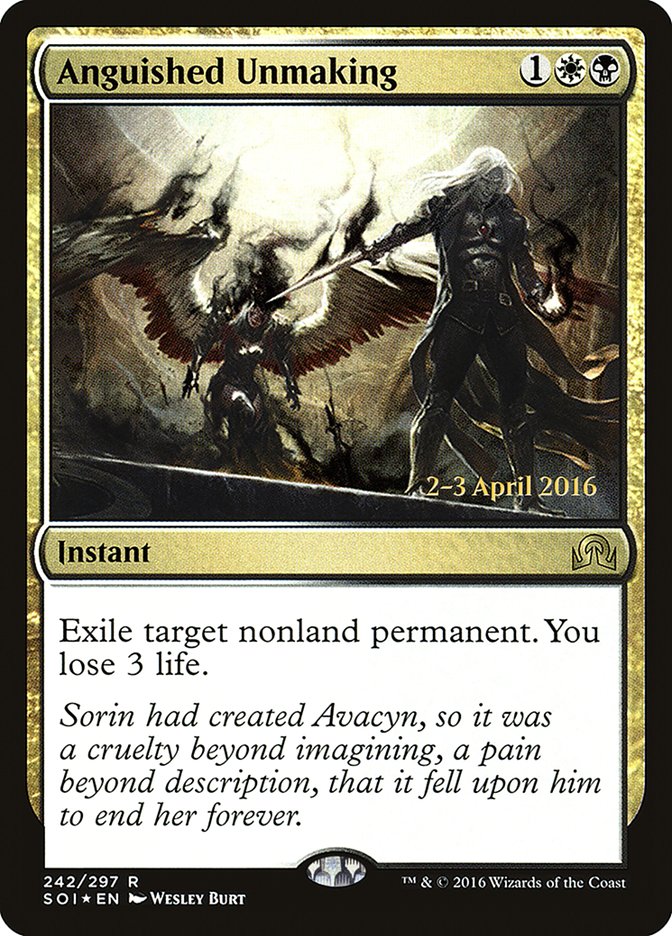 Anguished Unmaking [Shadows over Innistrad Prerelease Promos] | Jomio and Rueliete's Cards and Comics