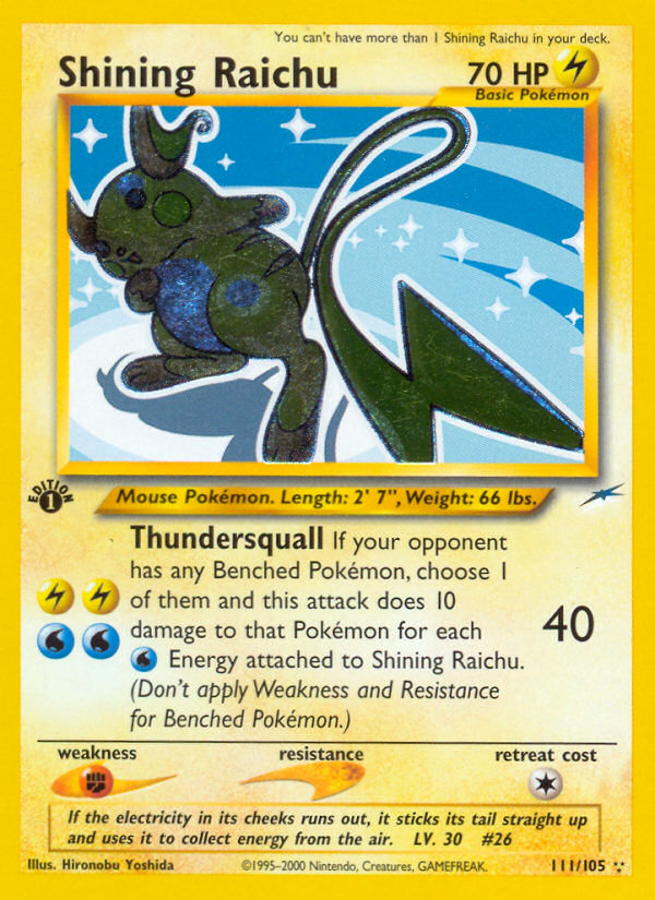Shining Raichu (111/105) [Neo Destiny 1st Edition] | Jomio and Rueliete's Cards and Comics