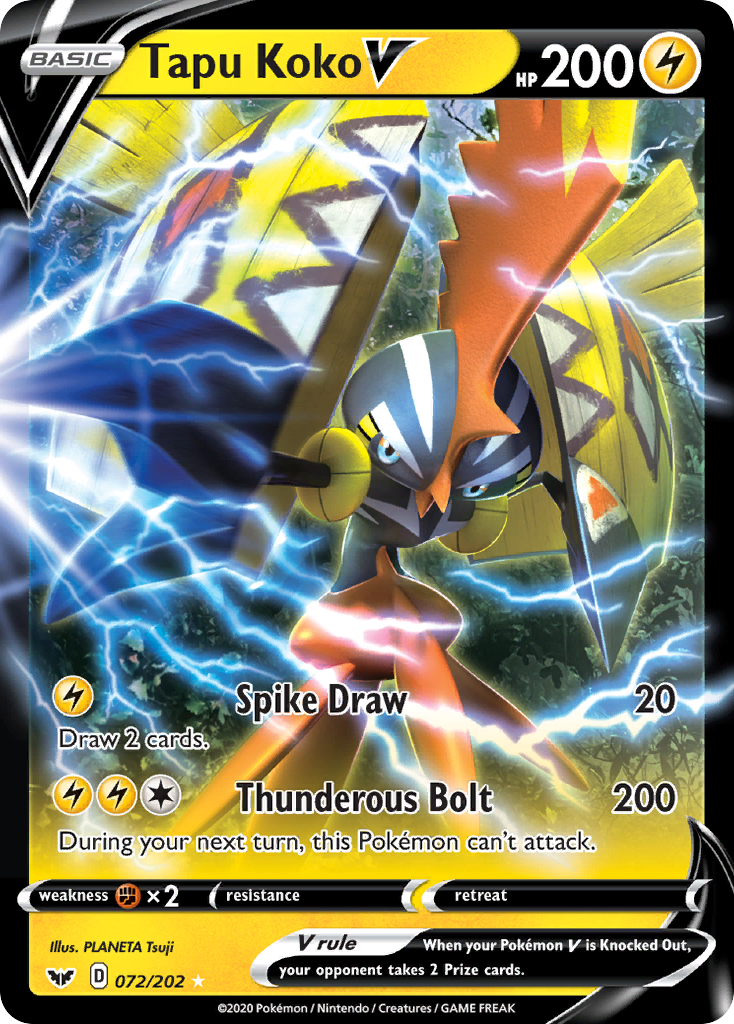 Tapu Koko V (072/202) [Sword & Shield: Base Set] | Jomio and Rueliete's Cards and Comics