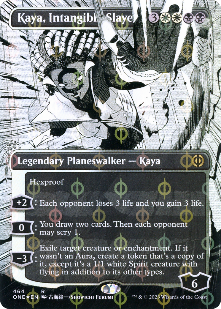 Kaya, Intangible Slayer (Borderless Manga Step-and-Compleat Foil) [Phyrexia: All Will Be One] | Jomio and Rueliete's Cards and Comics