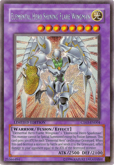 Elemental HERO Shining Flare Wingman [CT03-EN004] Secret Rare | Jomio and Rueliete's Cards and Comics
