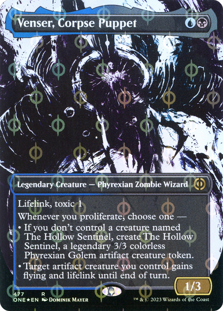Venser, Corpse Puppet (Borderless Ichor Step-and-Compleat Foil) [Phyrexia: All Will Be One] | Jomio and Rueliete's Cards and Comics
