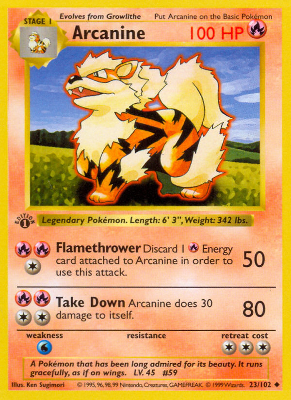 Arcanine (23/102) (Shadowless) [Base Set 1st Edition] | Jomio and Rueliete's Cards and Comics