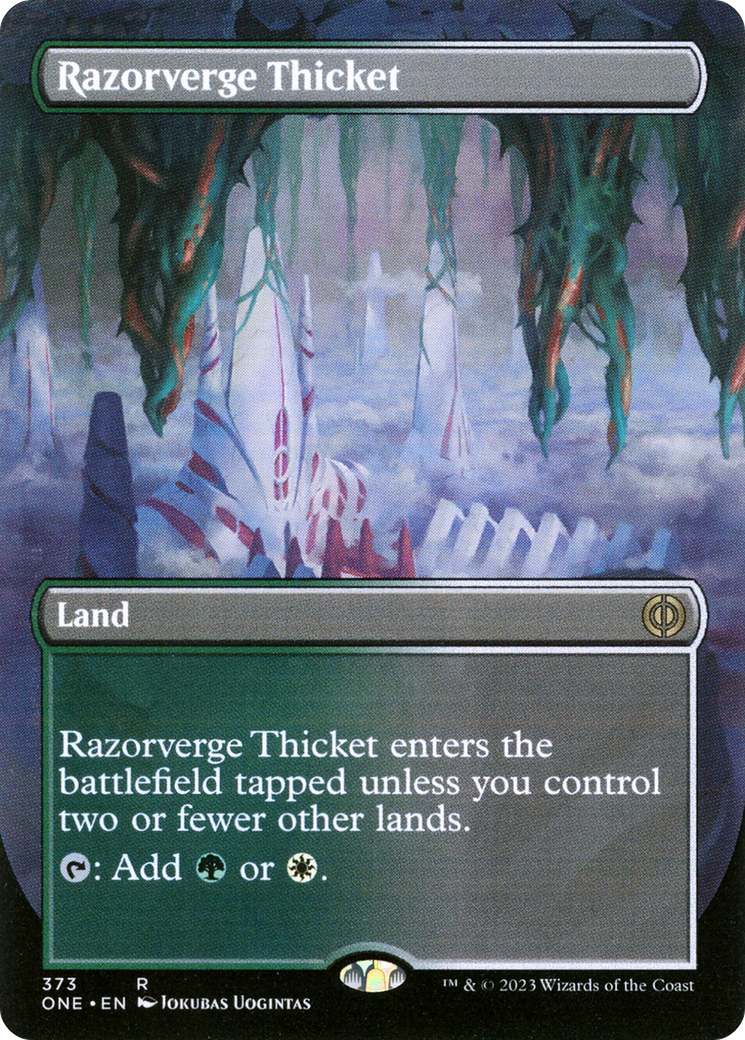 Razorverge Thicket (Borderless Alternate Art) [Phyrexia: All Will Be One] | Jomio and Rueliete's Cards and Comics
