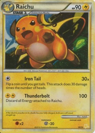 Raichu (30/30) [HeartGold & SoulSilver: Trainer Kit - Raichu] | Jomio and Rueliete's Cards and Comics