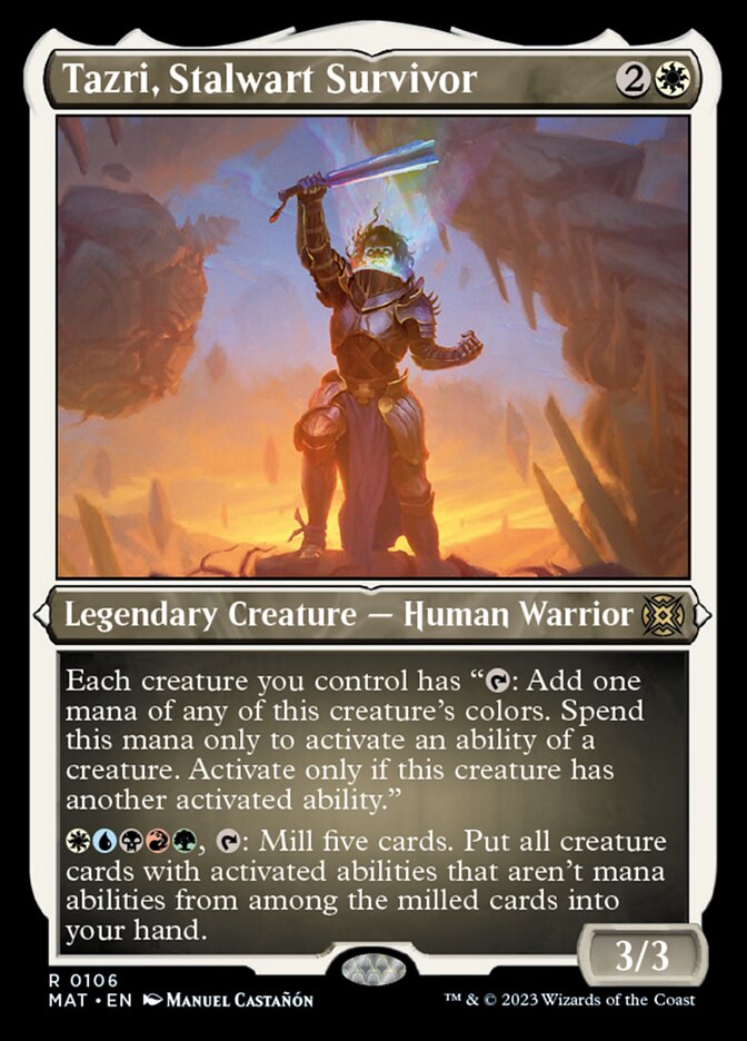 Tazri, Stalwart Survivor (Foil Etched) [March of the Machine: The Aftermath] | Jomio and Rueliete's Cards and Comics