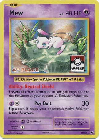 Mew (53/108) (League Promo 4th Place) [XY: Evolutions] | Jomio and Rueliete's Cards and Comics