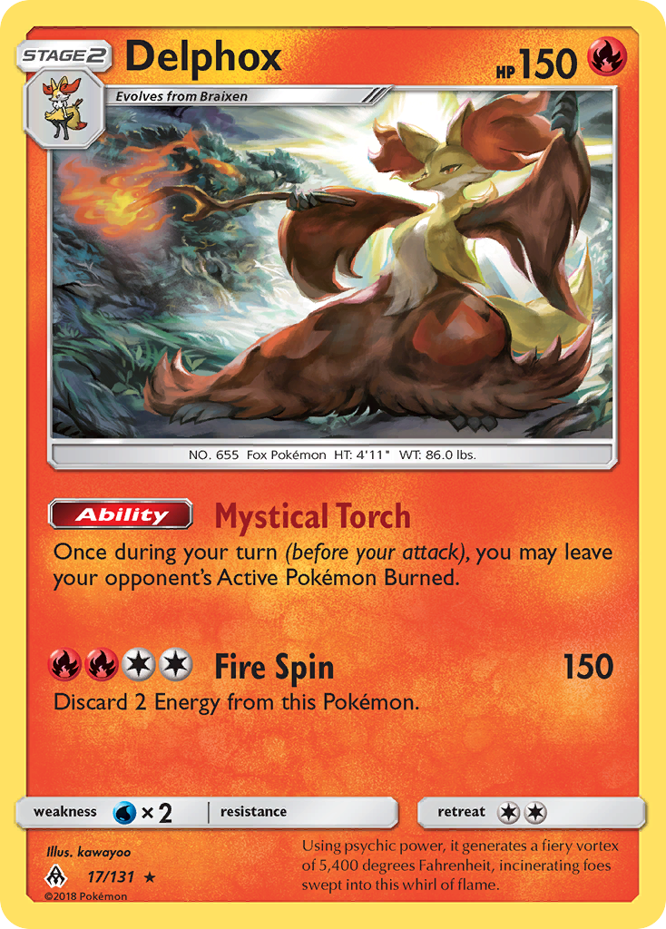 Delphox (17/131) [Sun & Moon: Forbidden Light] | Jomio and Rueliete's Cards and Comics