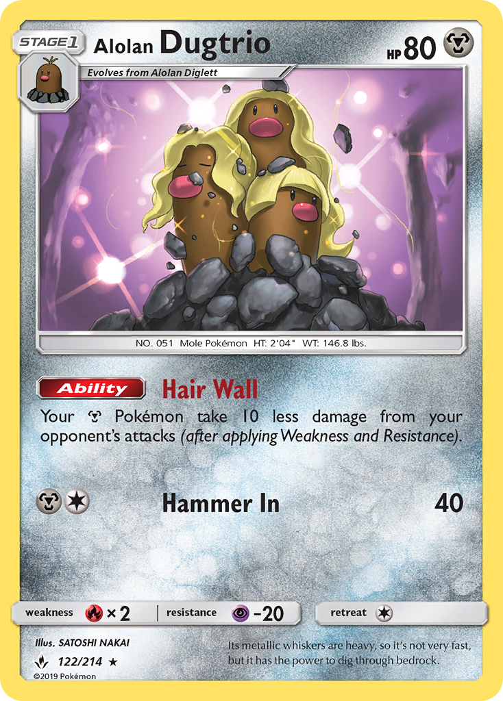 Alolan Dugtrio (122/214) [Sun & Moon: Unbroken Bonds] | Jomio and Rueliete's Cards and Comics
