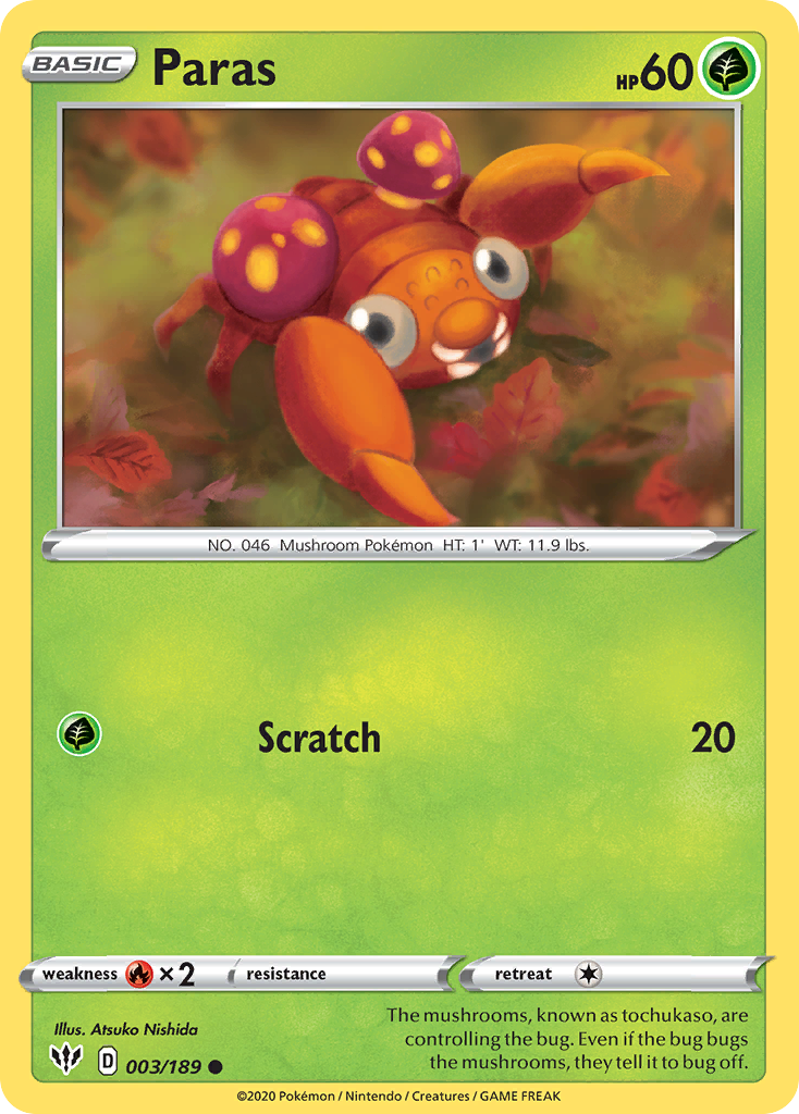 Paras (003/189) [Sword & Shield: Darkness Ablaze] | Jomio and Rueliete's Cards and Comics