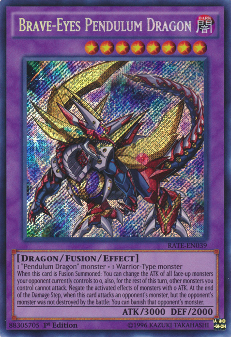 Brave-Eyes Pendulum Dragon [RATE-EN039] Secret Rare | Jomio and Rueliete's Cards and Comics
