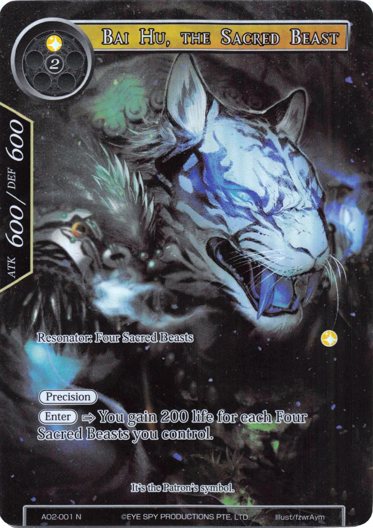 Bai Hu, the Sacred Beast (Full Art) (AO2-001) [Alice Origin II] | Jomio and Rueliete's Cards and Comics