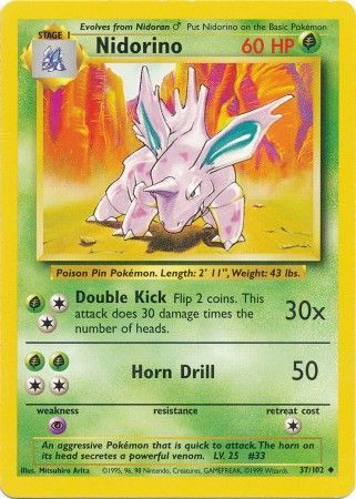 Nidorino (37/102) [Base Set Unlimited] | Jomio and Rueliete's Cards and Comics