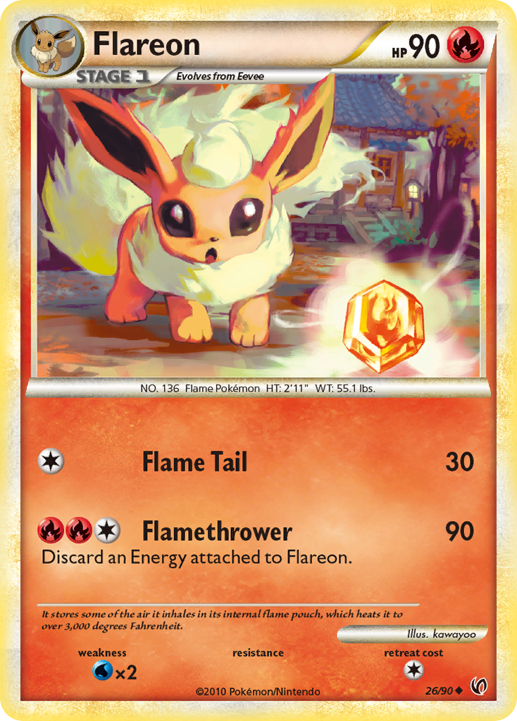 Flareon (26/90) [HeartGold & SoulSilver: Undaunted] | Jomio and Rueliete's Cards and Comics