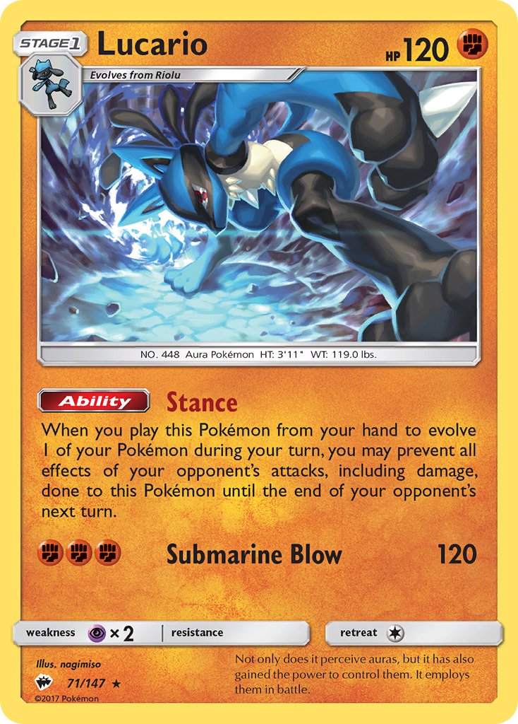 Lucario (71/147) (Theme Deck Exclusive) [Sun & Moon: Burning Shadows] | Jomio and Rueliete's Cards and Comics