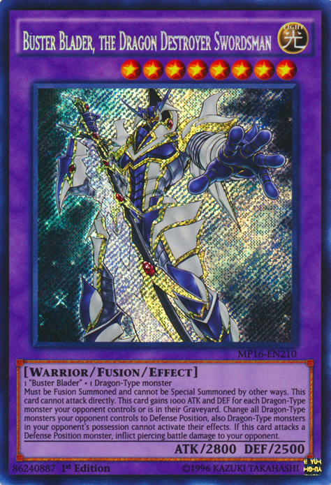Buster Blader, the Dragon Destroyer Swordsman [MP16-EN210] Secret Rare | Jomio and Rueliete's Cards and Comics