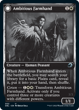 Ambitious Farmhand // Seasoned Cathar [Innistrad: Double Feature] | Jomio and Rueliete's Cards and Comics