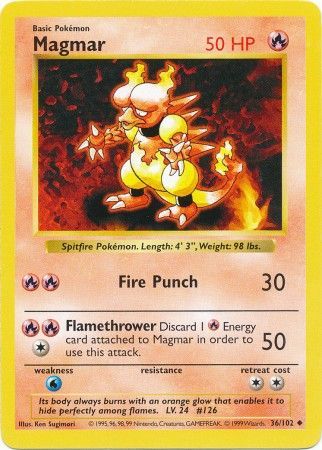 Magmar (36/102) [Base Set Shadowless Unlimited] | Jomio and Rueliete's Cards and Comics