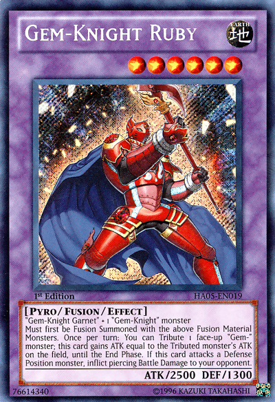 Gem-Knight Ruby [HA05-EN019] Secret Rare | Jomio and Rueliete's Cards and Comics