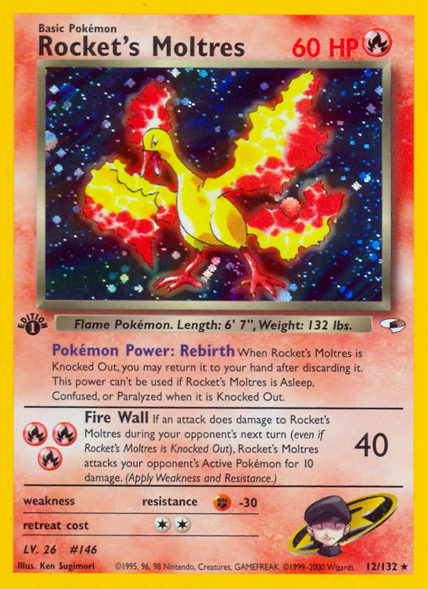 Rocket's Moltres (12/132) [Gym Heroes 1st Edition] | Jomio and Rueliete's Cards and Comics