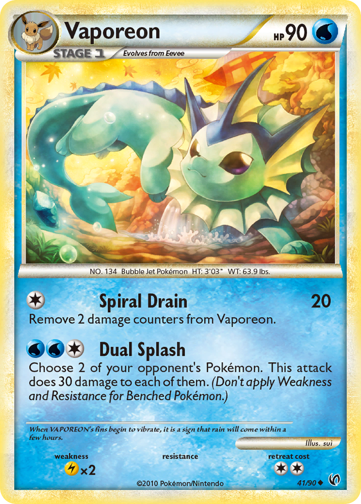 Vaporeon (41/90) [HeartGold & SoulSilver: Undaunted] | Jomio and Rueliete's Cards and Comics