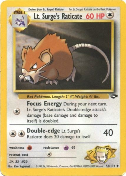 Lt. Surge's Raticate (53/132) [Gym Challenge Unlimited] | Jomio and Rueliete's Cards and Comics