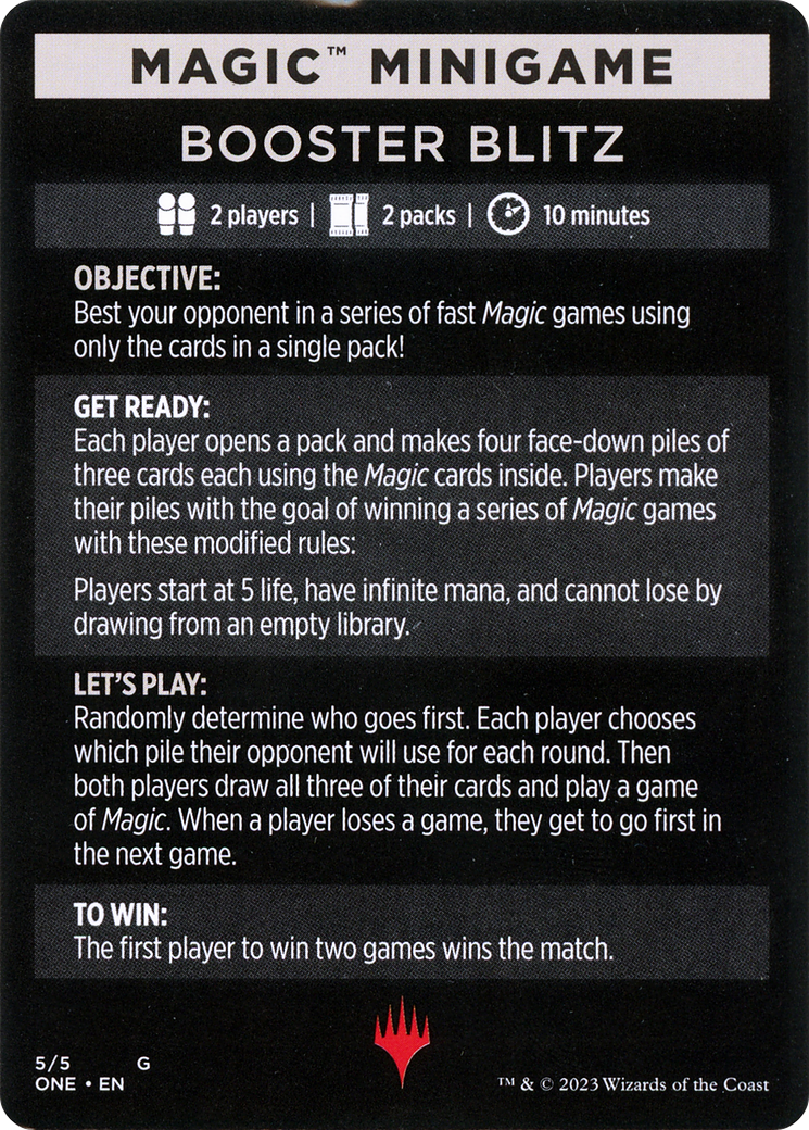 Booster Blitz (Magic Minigame) [Phyrexia: All Will Be One Minigame] | Jomio and Rueliete's Cards and Comics