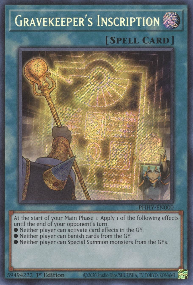 Gravekeeper's Inscription [PHHY-EN000] Secret Rare | Jomio and Rueliete's Cards and Comics