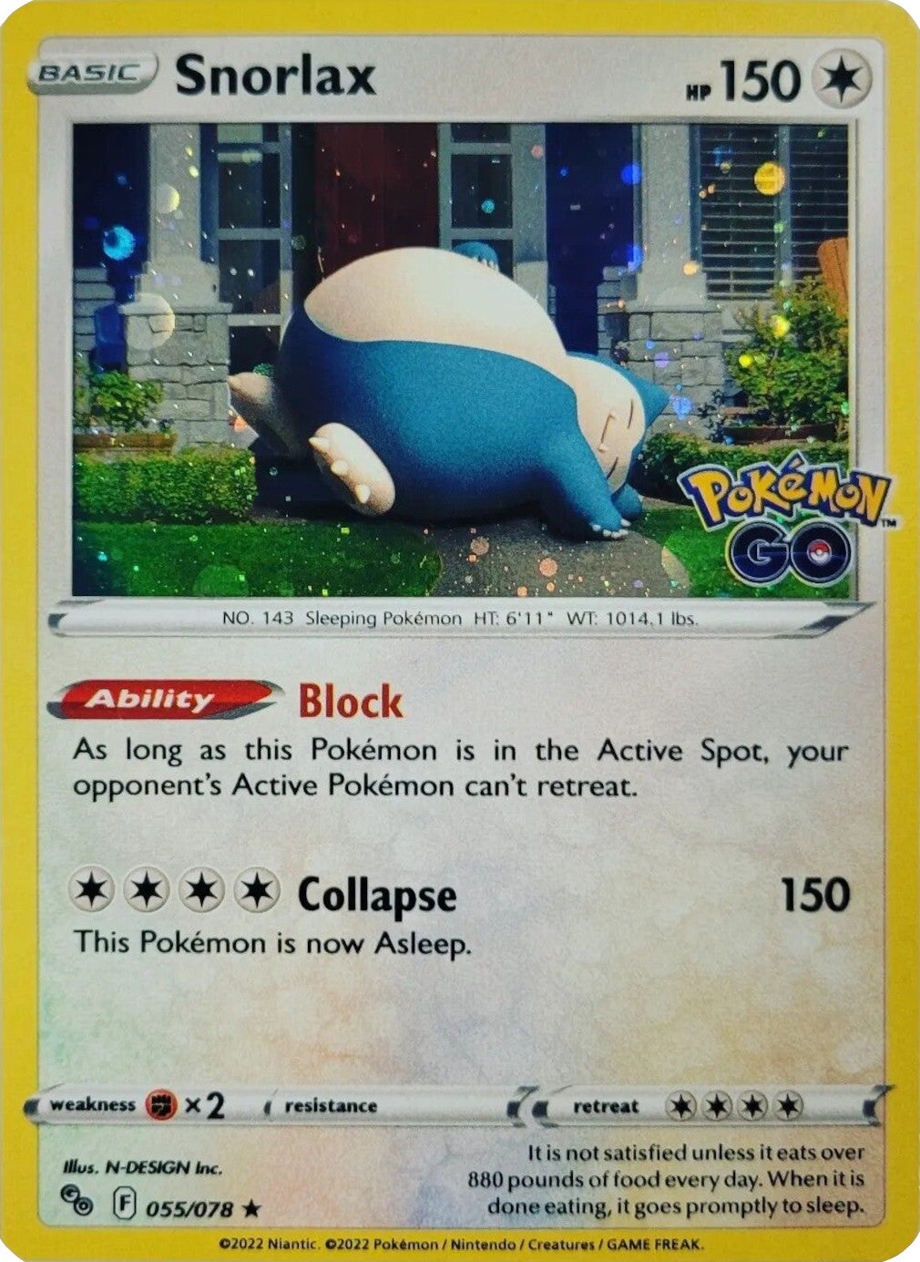 Snorlax (055/078) (Cosmos Holo) [Pokémon GO] | Jomio and Rueliete's Cards and Comics