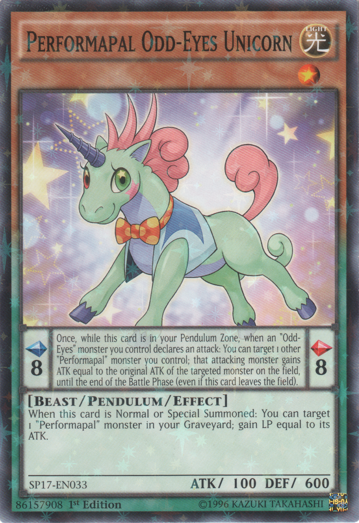 Performapal Odd-Eyes Unicorn (Starfoil) [SP17-EN033] Starfoil Rare | Jomio and Rueliete's Cards and Comics