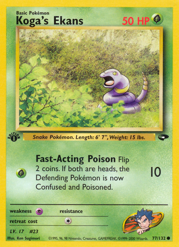Koga's Ekans (77/132) [Gym Challenge 1st Edition] | Jomio and Rueliete's Cards and Comics