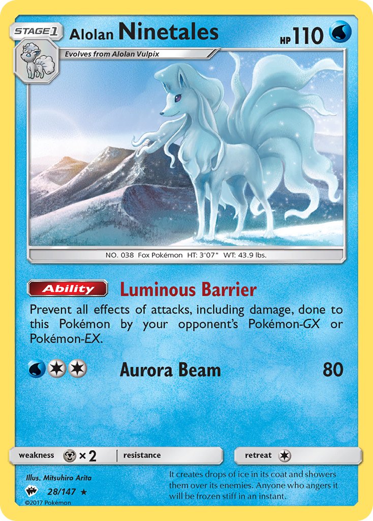 Alolan Ninetales (28/147) (Cracked Ice Holo) (Theme Deck Exclusive) [Sun & Moon: Burning Shadows] | Jomio and Rueliete's Cards and Comics