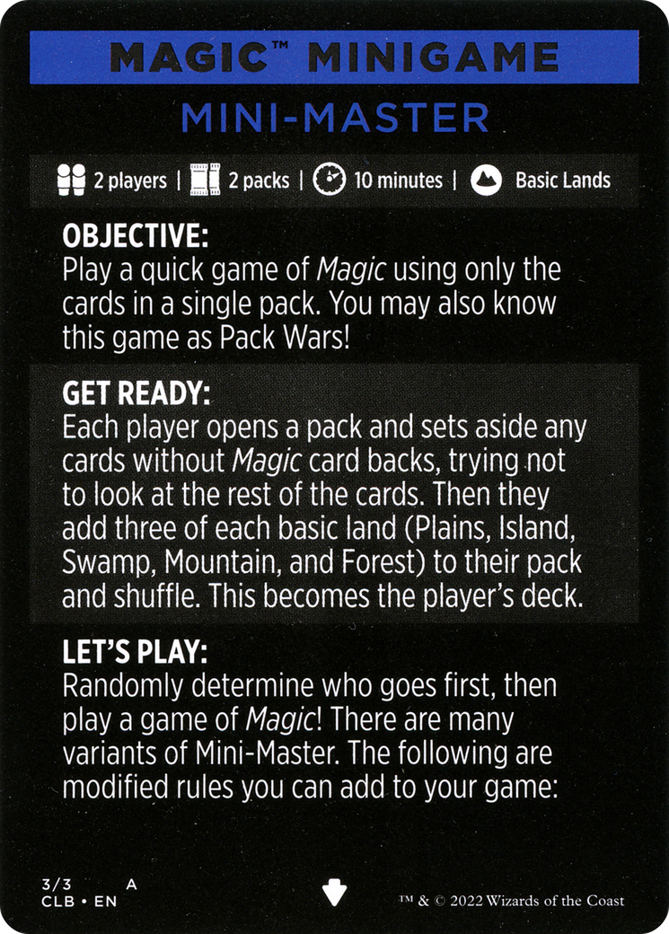 Mini-Master (Magic Minigame) [Commander Legends: Battle for Baldur's Gate Minigame] | Jomio and Rueliete's Cards and Comics