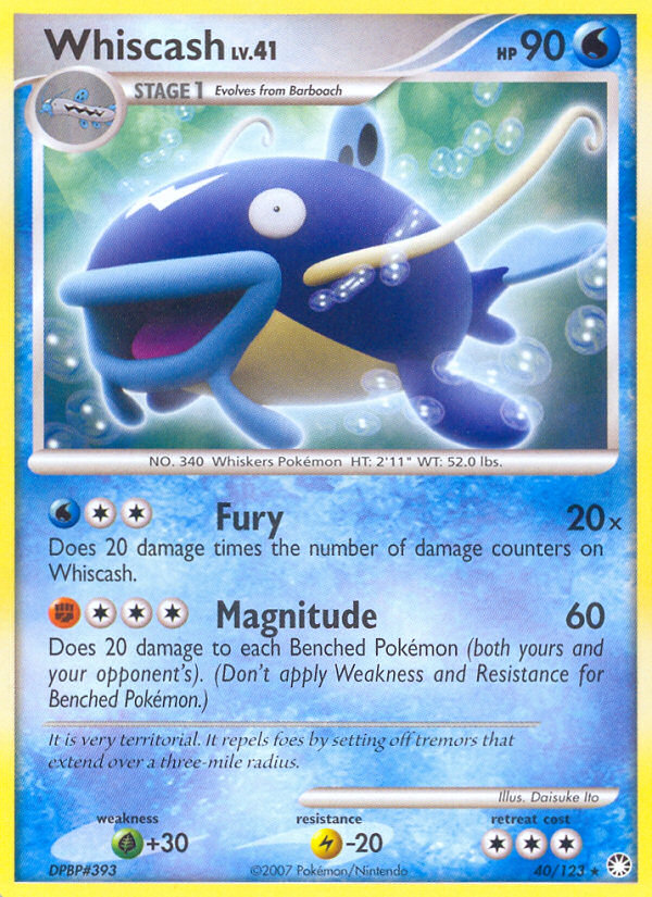 Whiscash (40/123) [Diamond & Pearl: Mysterious Treasures] | Jomio and Rueliete's Cards and Comics