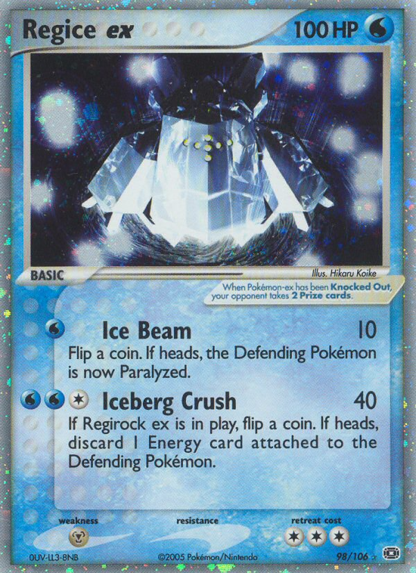 Regice ex (98/106) [EX: Emerald] | Jomio and Rueliete's Cards and Comics