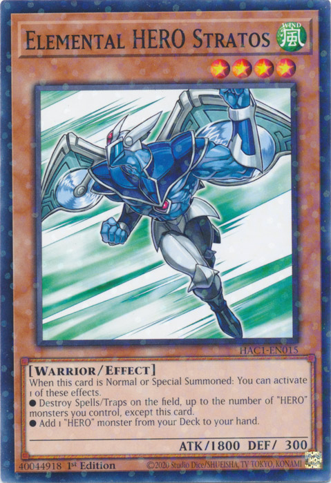 Elemental HERO Stratos (Duel Terminal) [HAC1-EN015] Common | Jomio and Rueliete's Cards and Comics