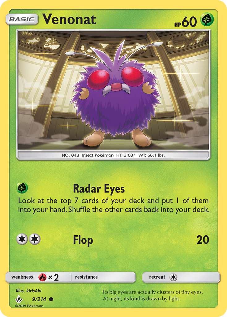 Venonat (9/214) [Sun & Moon: Unbroken Bonds] | Jomio and Rueliete's Cards and Comics