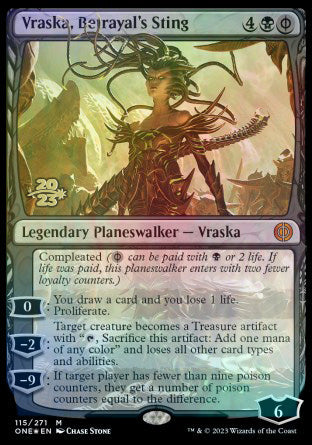Vraska, Betrayal's Sting [Phyrexia: All Will Be One Prerelease Promos] | Jomio and Rueliete's Cards and Comics