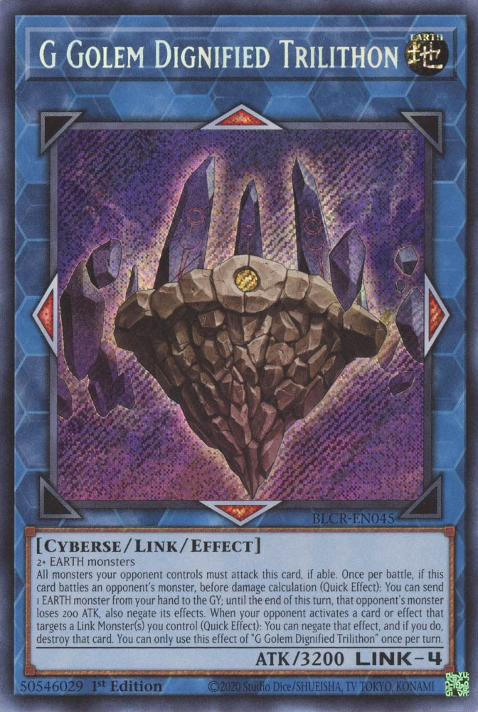 G Golem Dignified Trilithon [BLCR-EN045] Secret Rare | Jomio and Rueliete's Cards and Comics